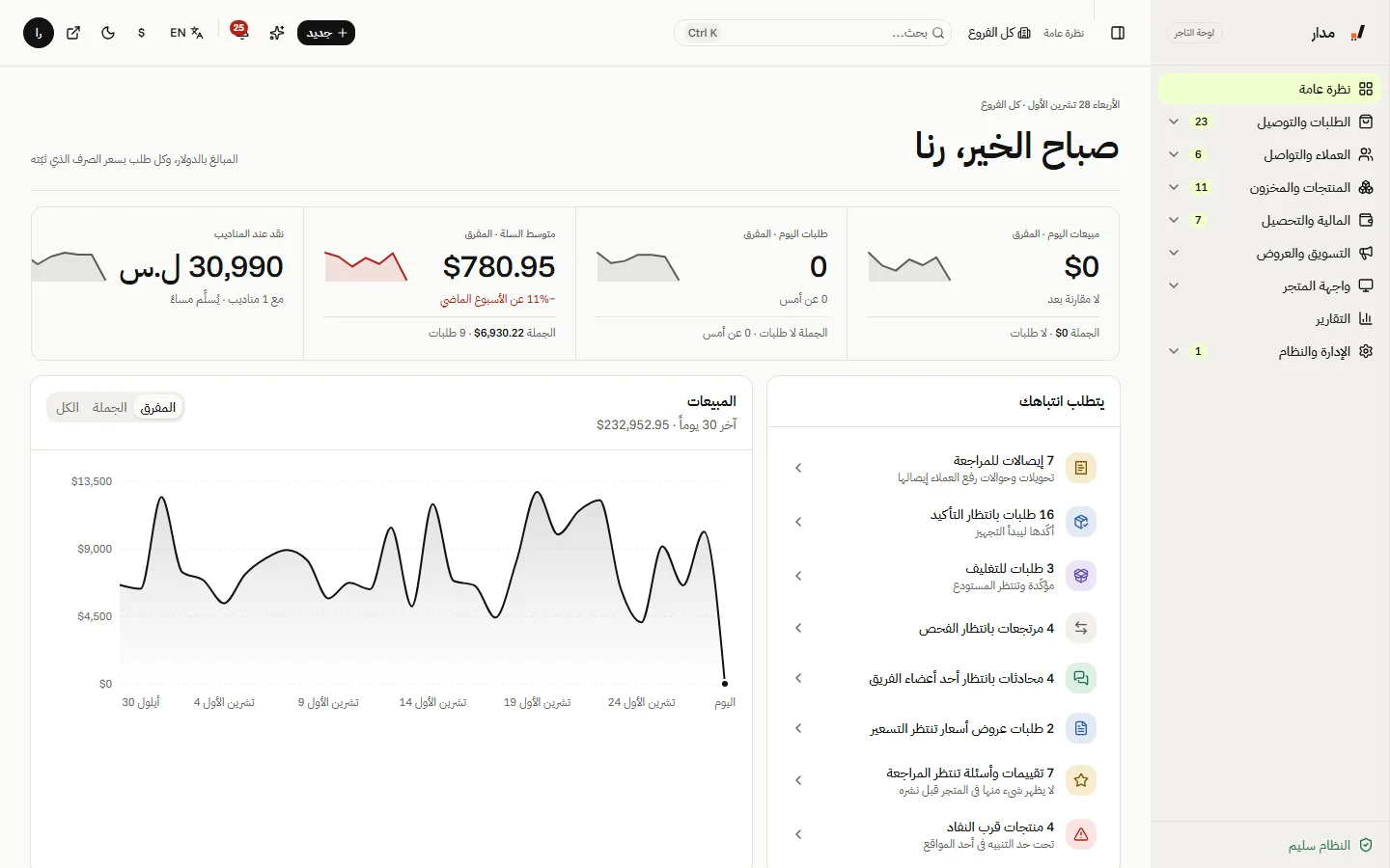 النظرة العامة على متجر «مدار» التجريبي